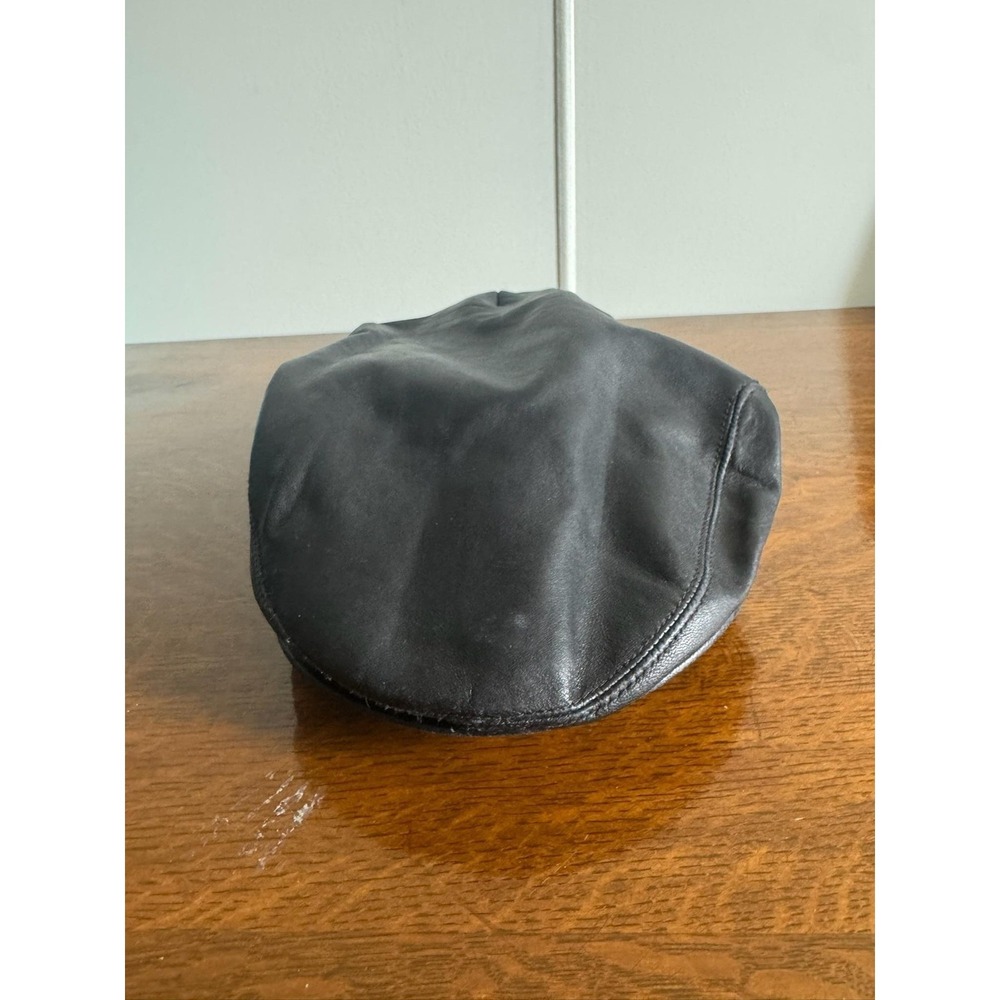Vintage Dobbs Hat‎ Flat Cap Fitted Mens Small 6 7/8 Black Leather Lined